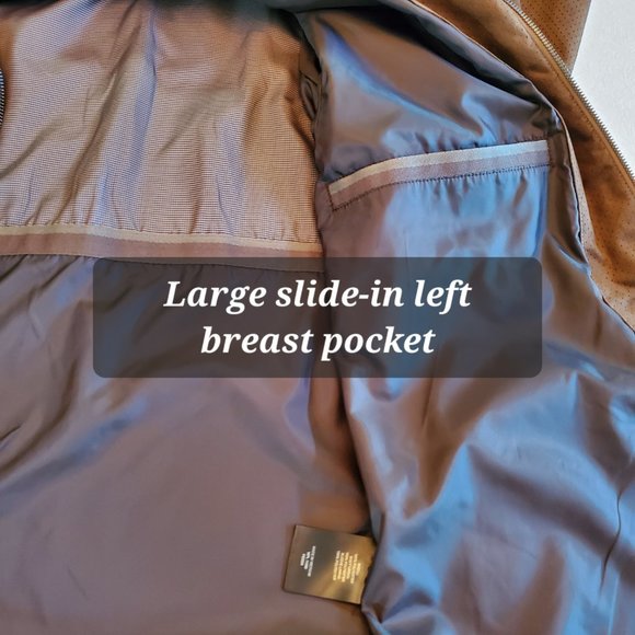 WEATHERPROOF Men's Brown Lightweight Suede Jacket, Size L - Picture 12 of 14